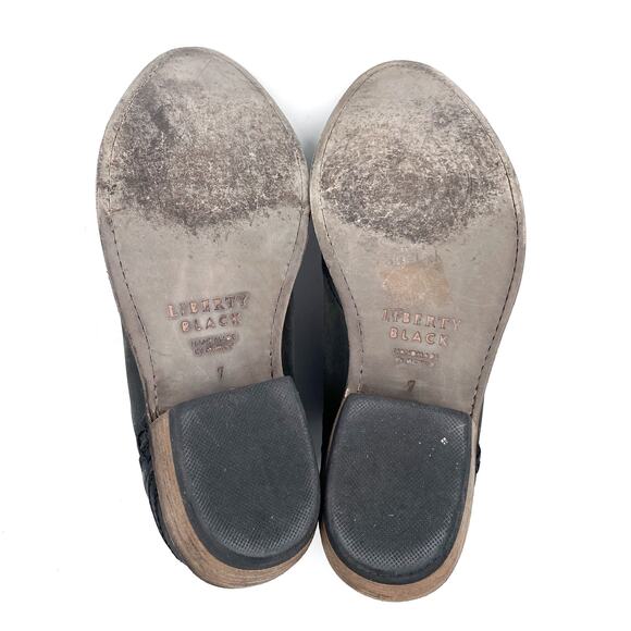 Liberty Black Moneta Booties Black Leather Western Ankle Boot Block Heel Sz 7 - Picture 7 of 9